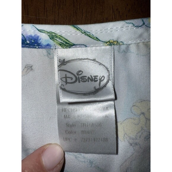 Disney Tinker Bell Scrub Top Women’s L Large White V-Neck Nurse Uniform Pockets - Picture 9 of 11